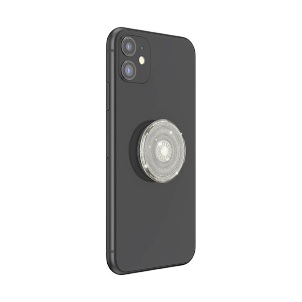 POPSOCKETS Clear Glitter Silver Avtagbart Grip med Ställfunktion
