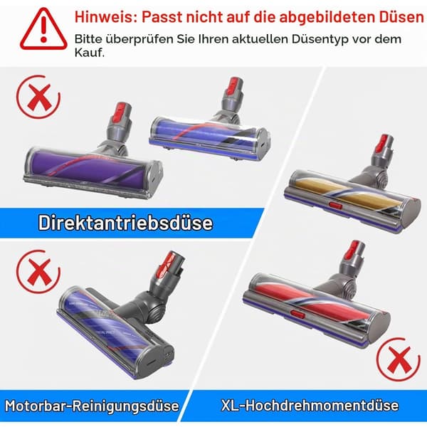Hovedbørste kompatibel med Dyson V11 Torque, V11 Animal+, V11 Absolute og V15, 2 stk. i grå