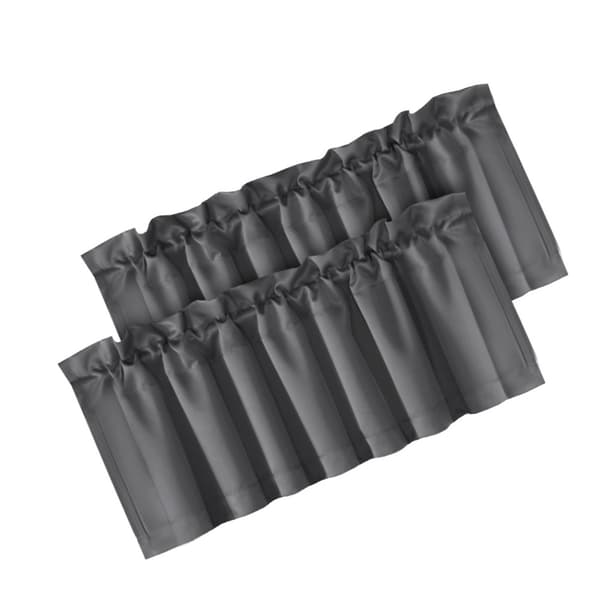 Mörkläggningsgardiner Set om 2 - Korta Polyesterfönstergardiner för Sovrum, Vardagsrum DarkGrey DarkGrey