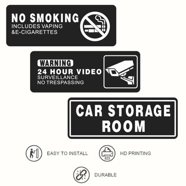 Self-Adhesive Warning Sticker - 24cm x 9cm PET Surveillance Safety Decal (4 Pack)
