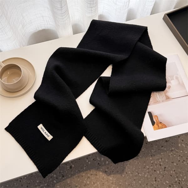 Vinter Varm Halsduk Sjal - Solid Svart Polyester Halsvärmare