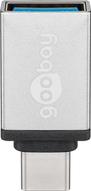USB-C™/USB-A 3.0 OTG SuperSpeed-adapter för laddningskablar, silver