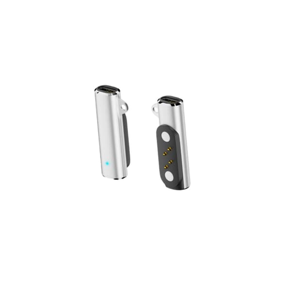 2-Pack Magnetic Type-C Charging Adapter kompatibelt med Bodian X6 och 4-pin benledningshörlurar Silver Silver
