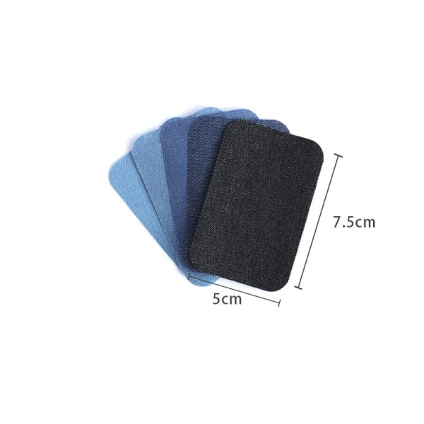 Firkantede strygelapper til jeans 5-pak Denim blå 5x7.5 cm