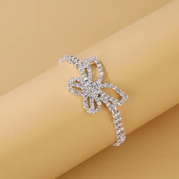 Rhinestone nilkkakoru Butterfly säädettävä Bohemisk Hopea