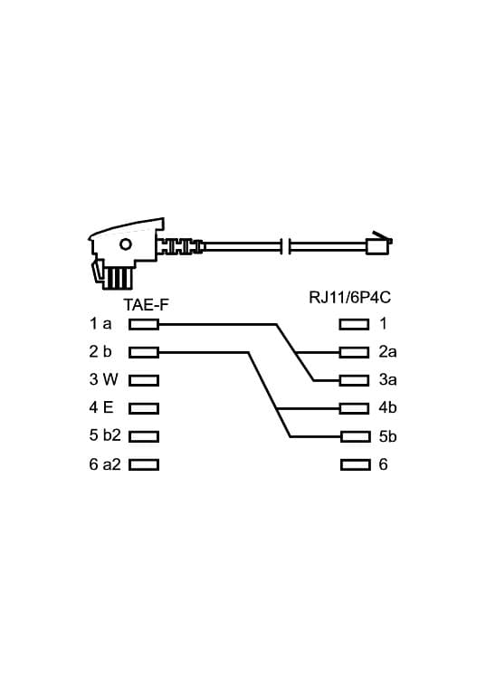 TAE-F-kabel (universal pinout), vit