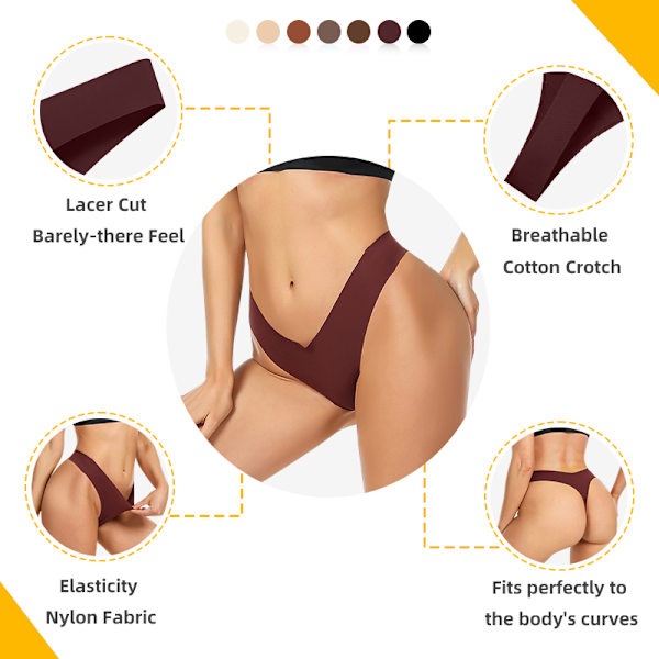 6-Pack Dame Sømløs Åndbar Usynlig Hipster Thong M