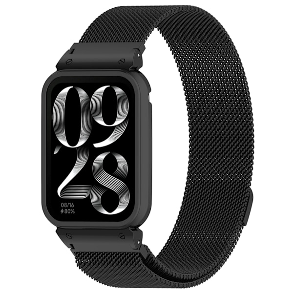 Kelloremmi Xiaomi Mi Band 8 Prolle - metallikehys Milanese Loopilla Musta