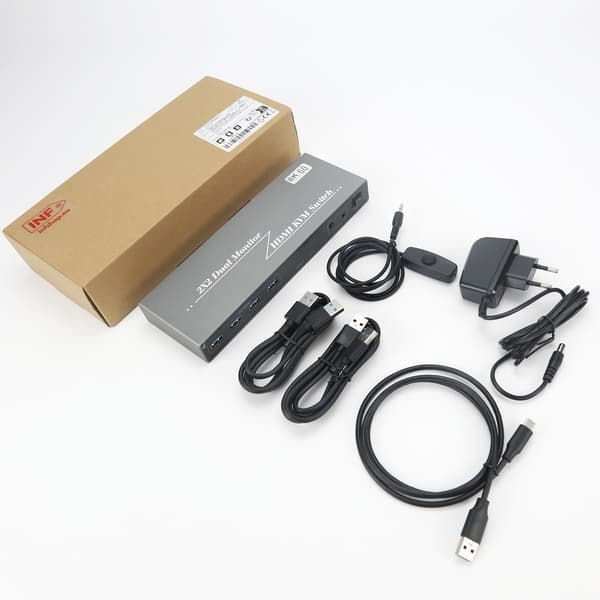 DP1.4 8K/60Hz 2x2 Dual Monitor KVM Switch - Kontroller problemfrit to computere med dobbelte skærme