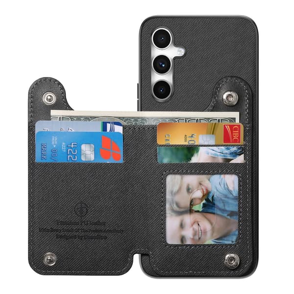 Sort PU Læder Wallet Case Kompatibel med Samsung Galaxy S23 FE med Kortpladser & Stativ