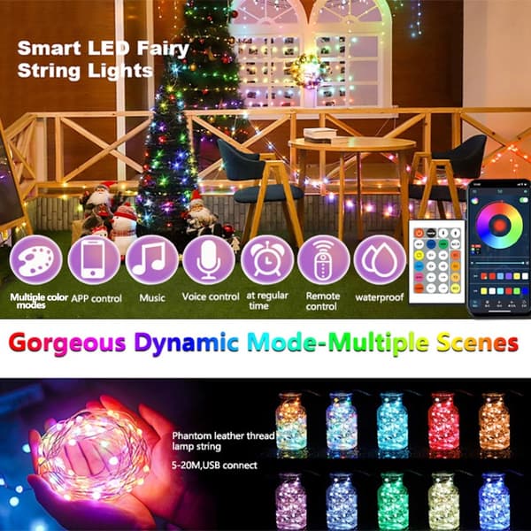 5M 50 LED Pixel Lyskæde med 24-Tasters Bluetooth Controller - USB-Drevet RGBIC Eventyrlys