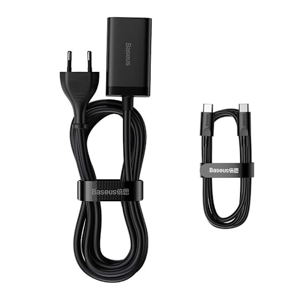 Snabbladdare Baseus GaN3 Pro, 2x USB-C, 2x USB, 65W (svart)