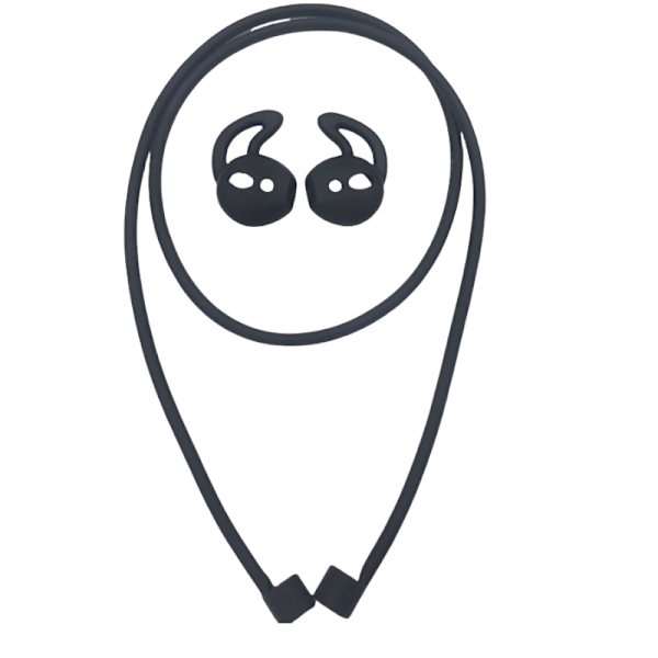 Airpods-kotelolle suojaava silikoninen hihnasetti Musta