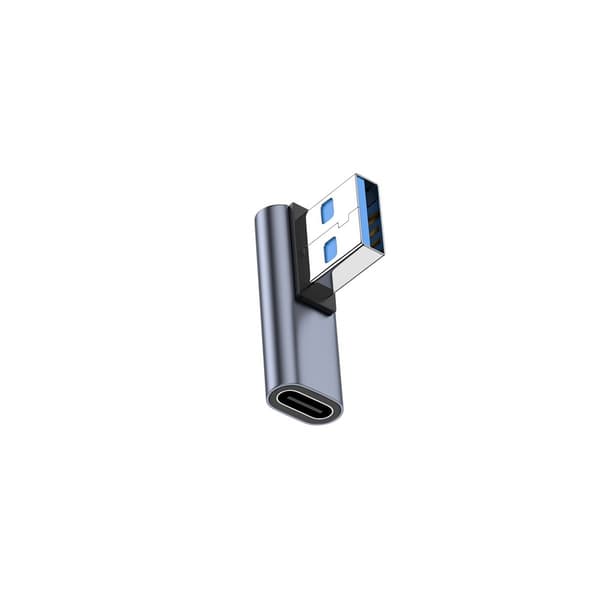 2 kpl Kulmallinen USB-C Naaras - USB-A Uros -sovitin: Virta- ja tiedonsiirto