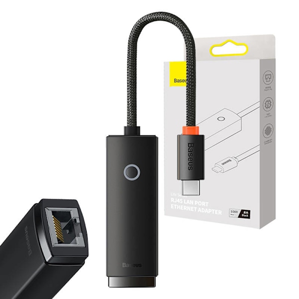 Nätverksadapter Baseus Lite Series USB-C till RJ45 (svart)