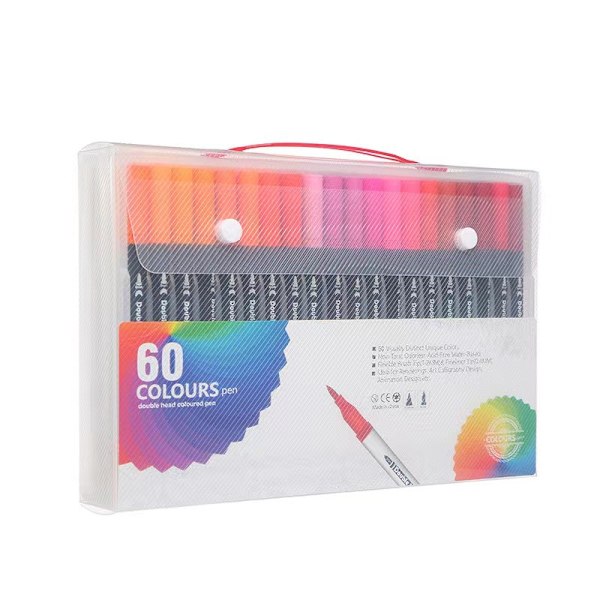 Vesipohjaiset Doodle-kynät, pestävät vesivärimerkit 60 väriä Musta