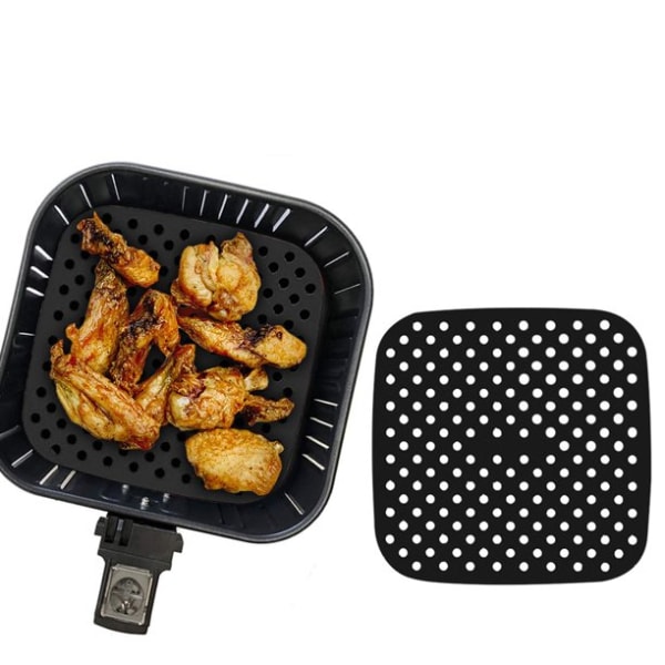 Silikone indsats til Airfryer firkantet 19x19 cm Sort