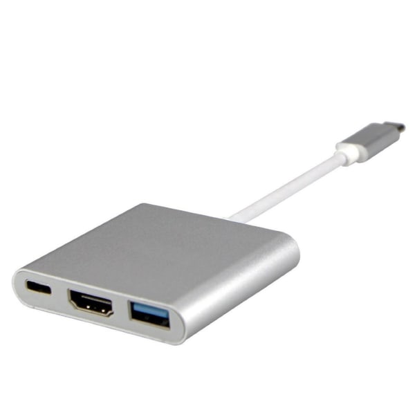 INF USB-C Multiport Adapter till USB, USB-C (USB PD), 4K HDMI kompatibel Silver