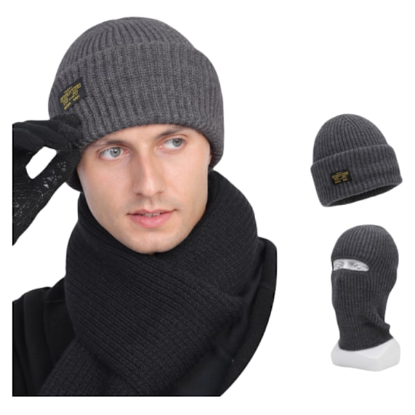 To-i-en Stablet Beanie Hat Mænds Grå