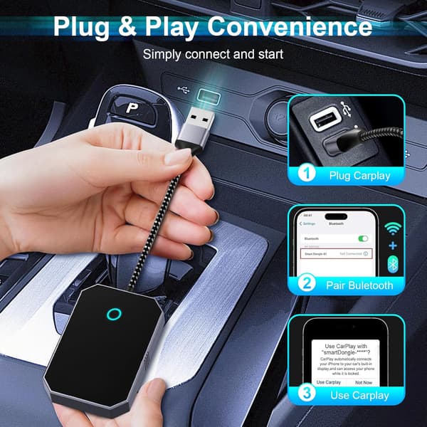 Carplay / Android Auto adapter - trådbunden till trådlös omvandlare