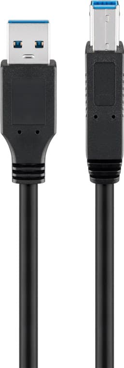 USB-A till USB-B-kabel, 0,5 m, svart
