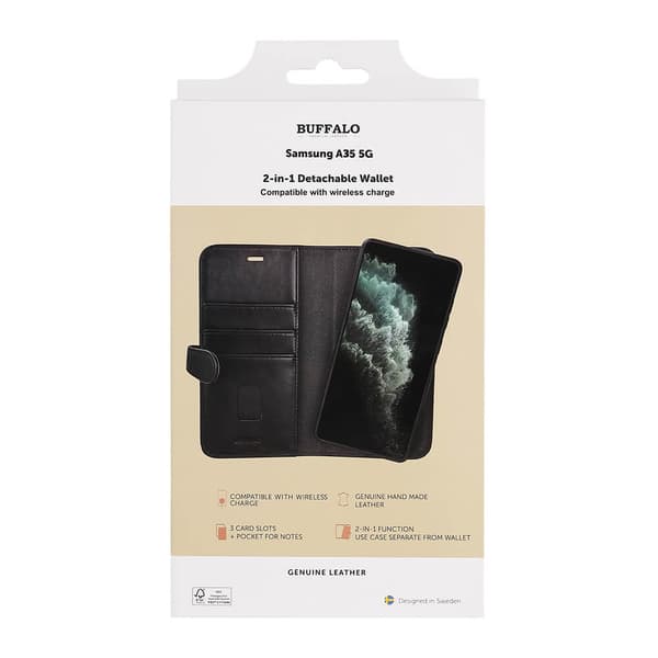 Mobilfodral Läder 2-i-1 Svart - Samsung A35 5G
