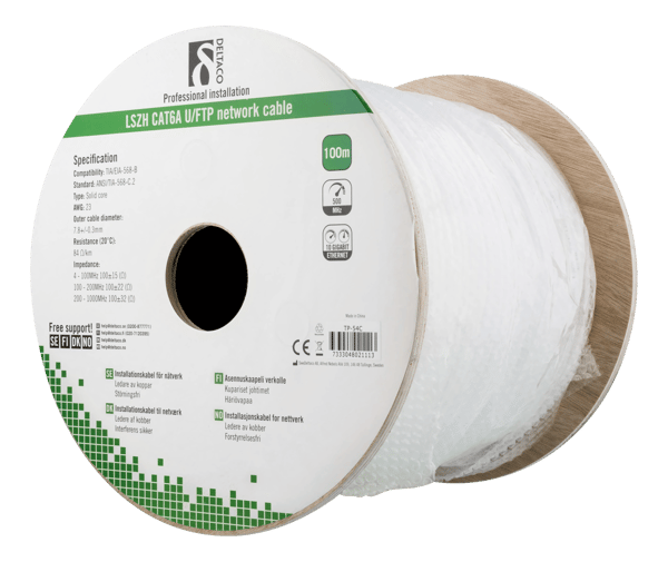 U/FTP Cat6a installation cable, 100m, 500MHz, LSZH, white