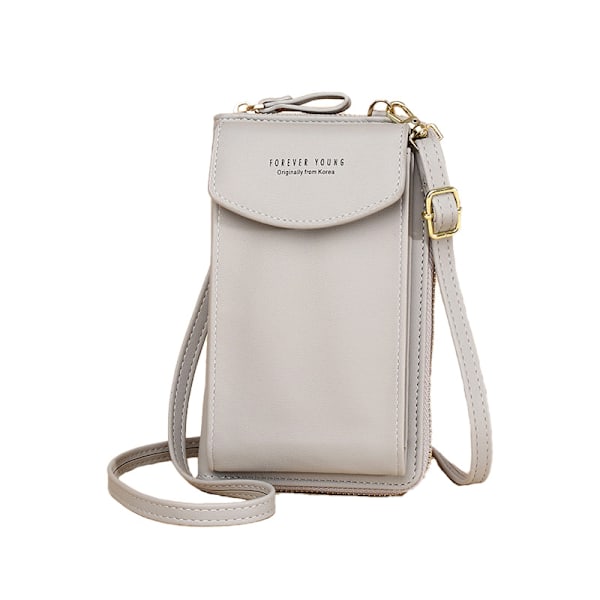 PU-nahkainen puhelinlaukku - tyylikäs ja tilava crossbody-lompakko Harmaa