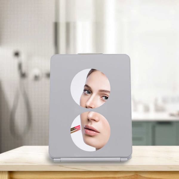 LED Makeup Spejl med 5x/7x Forstørrelse, Bærbart & Foldbart Vanity Spejl til Makeup og Hudpleje
