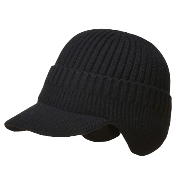 Varm mössa med öronlappar Black S Black S