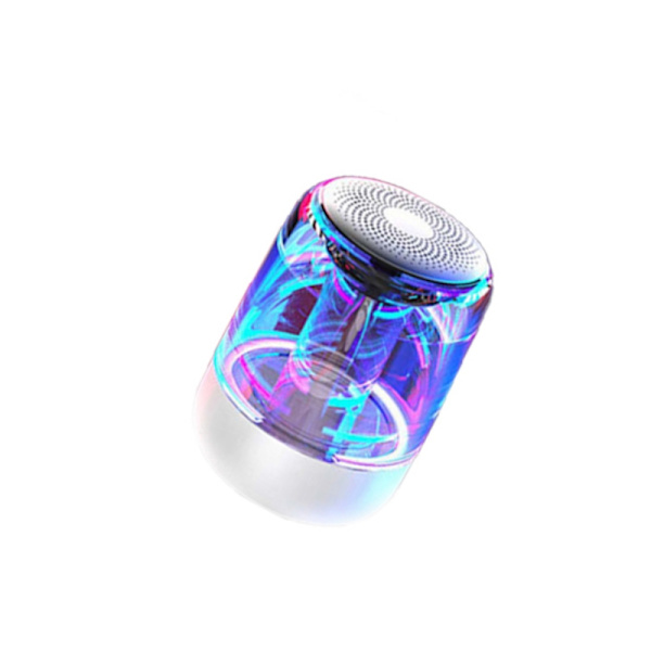 Portabel Bluetooth 5.3 Högtalare med LED-Ljus – Transparent Design, Trådlös Ljudupplevelse Vit