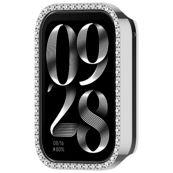 Xiaomi Mi Band 9 Pro-fodral med diamanter, PC-skydd Silver