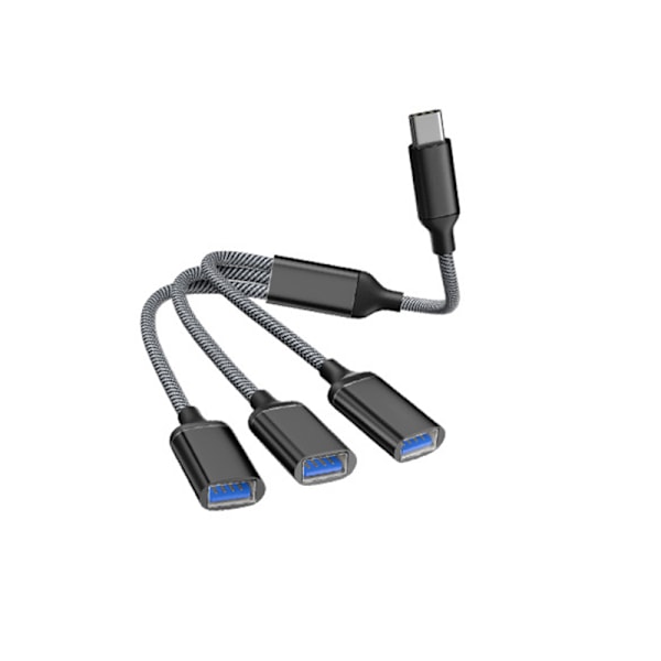 Typ-C till 3-portars USB-hubb splitteradapter Svart