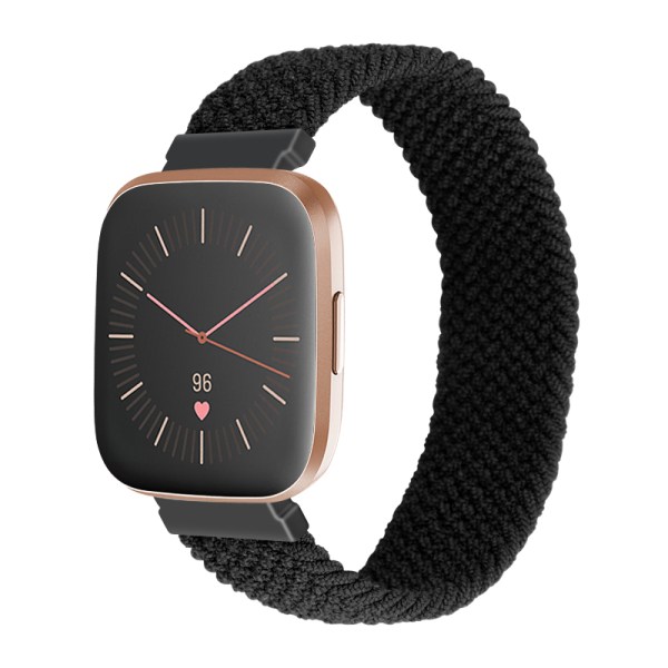 Klockarmband Nylon Fitbit Versa/Versa 2 Svart S