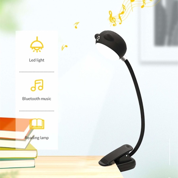 LED klämlampa med Bluetooth högtalare svart