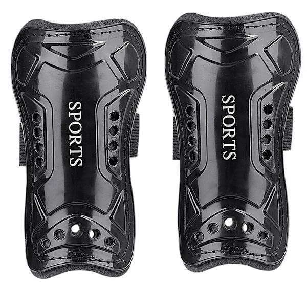 Youth Shin Guards Fodbold med rem Sort