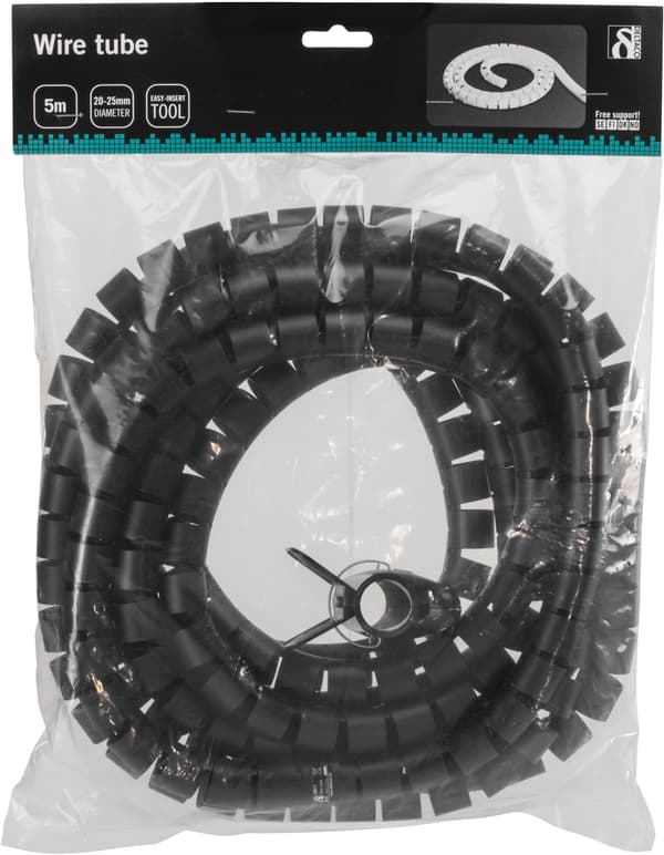 Nylon wire tube, 25mm diameter tool included, 5m, black