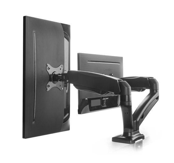 Monitor desk dual mount, gas spring, 17-32", 2-9 kg