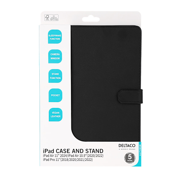 iPad Air 11", Air 10.9" 4/5th, Pro 11" 2/3/4th case,blk