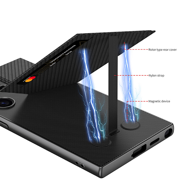 Etui med magnetisk kortholder til Samsung Samsung Galaxy S24 Ultra Titanium sort