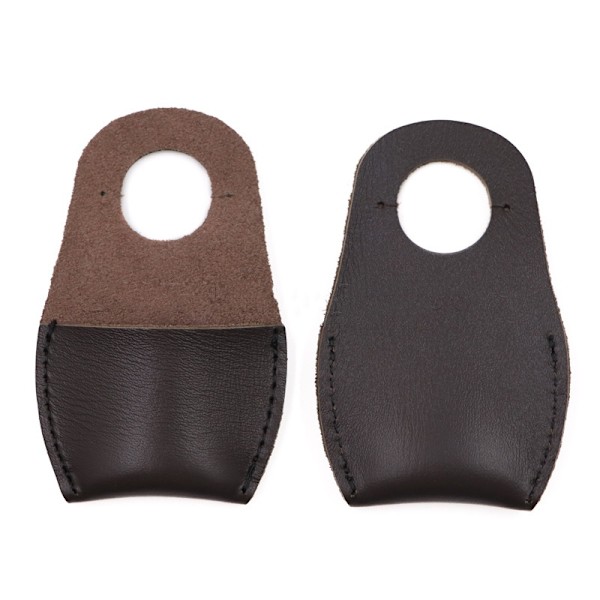 Artisan Carved Thumb First Layer Leather Finger Guard kaffe