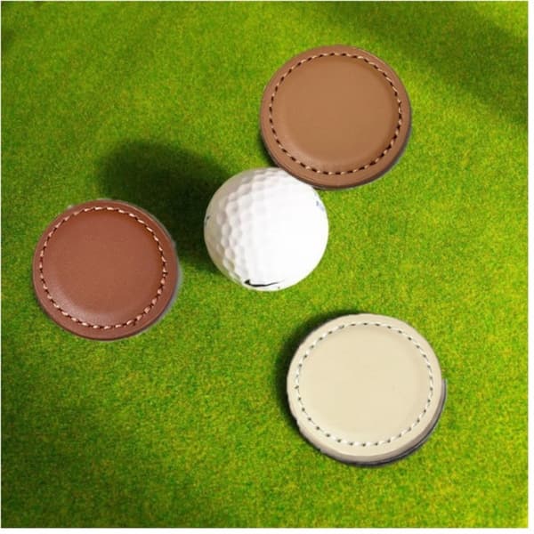 4-Pack Magnetisk PU Golfbold Positionerings Tilbehør - Flere Farver Til Golfspillere i Danmark Brown Brown