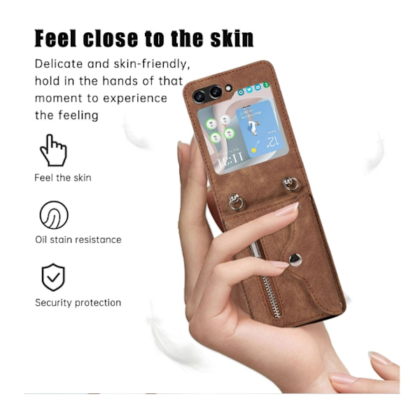 Retro Crossbody Phone Case för Samsung Z Flip 3 med Korthållare