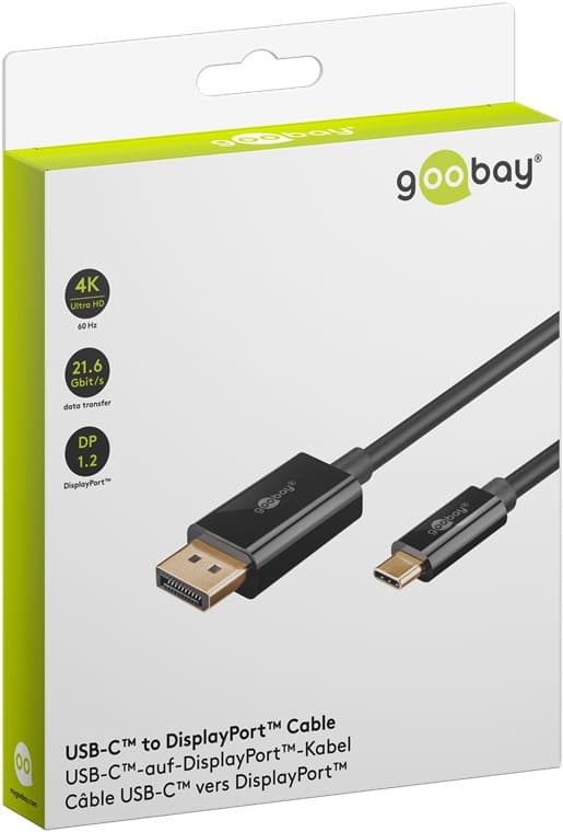 USB-C™-til-DisplayPort™-kabel, 2 m, sort