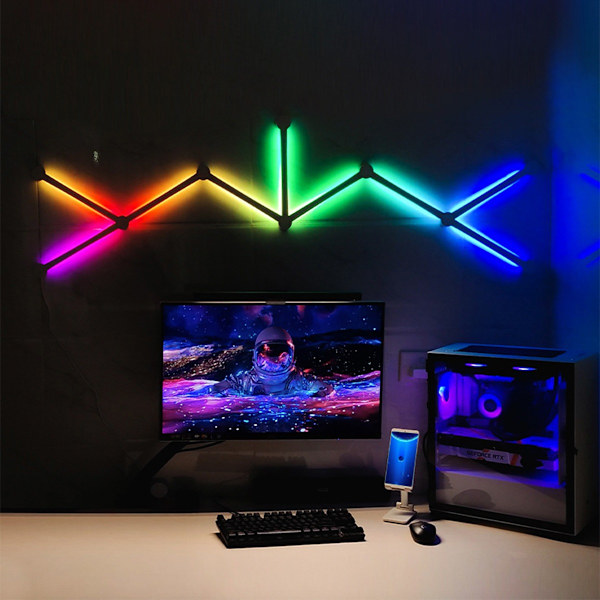 WiFi Bluetooth LED Styling Light - 9 Strips, Connectors & EU Adapter - DIY Smart Splicing, ideel til smarte hjem White White