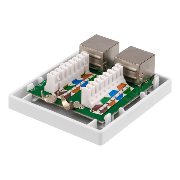 Shielding network wall socket Surface FTP 2xRJ45 Cat6A white