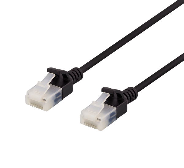 U/UTP Cat6a patch cable, slim, 3.5mm diameter, 2m, black
