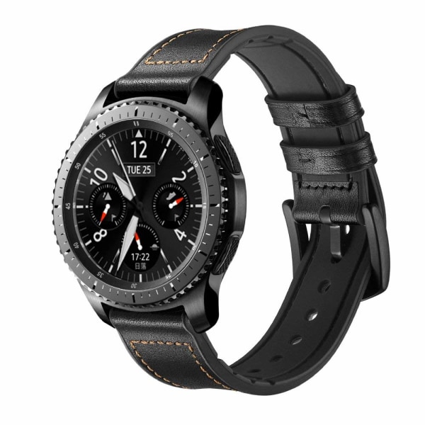 Armband Samsung Gear S3 Classic, Frontier, Galaxy Watch 22 mm Läder Svart