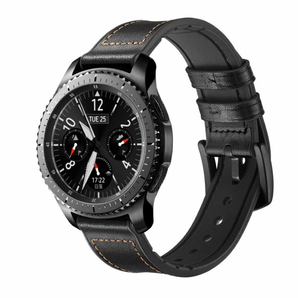 Ranneke Samsung Gear S3 Classic, Frontier, Galaxy Watch 22 mm Nahka musta