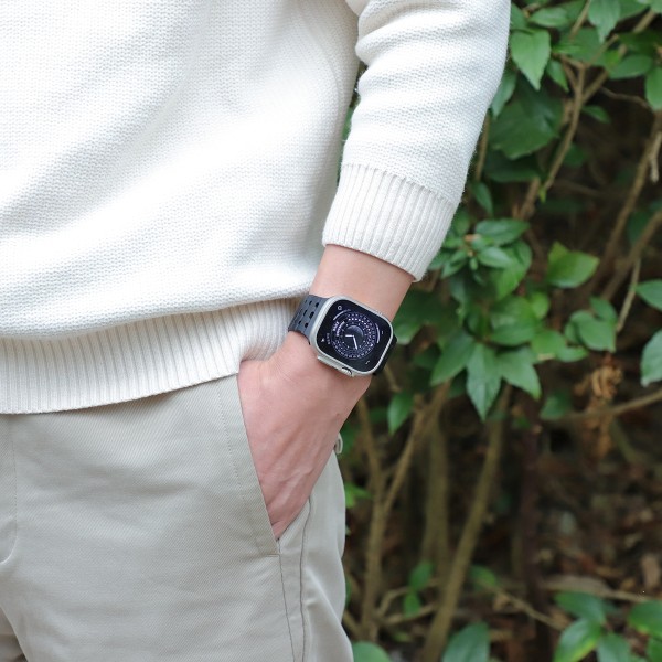 Andningsbar magnetrem för Apple Watch Series 1-9 generationer 42/44/45 mm Svart